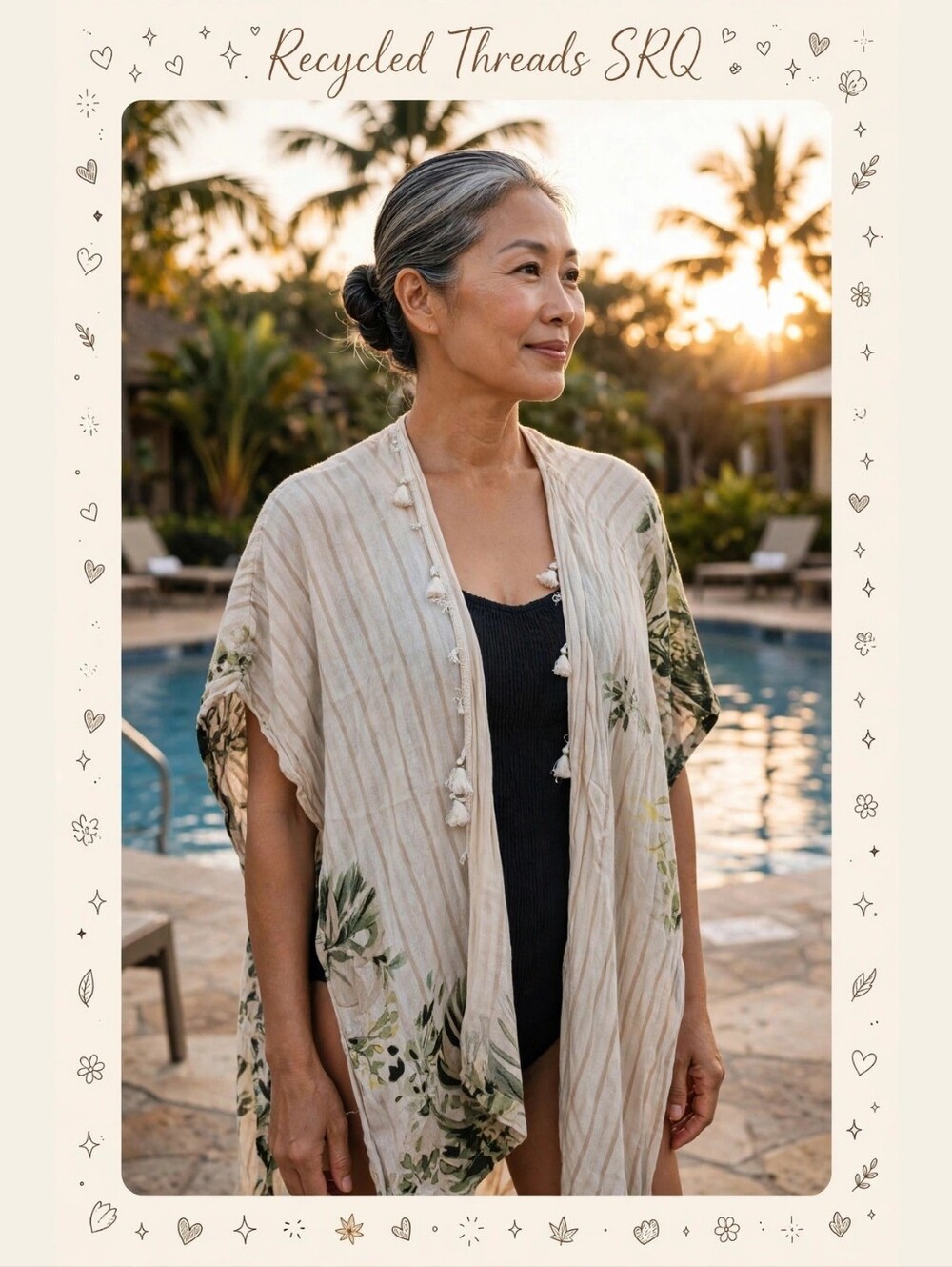 Chico's Floral Shawl Coverup Tropical Floral Small/Med Open Sides